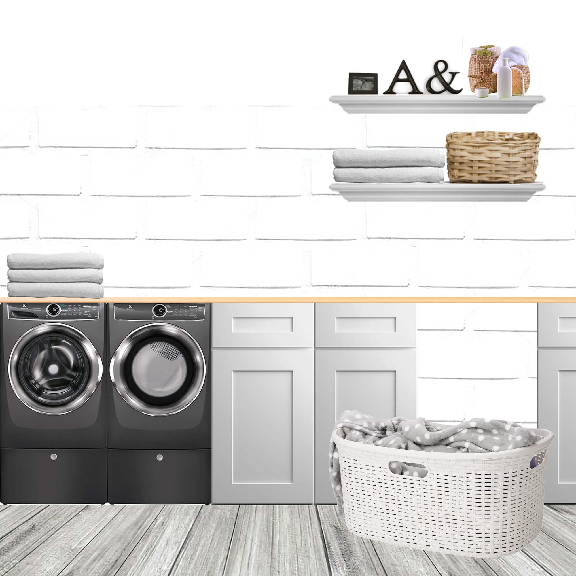 Mind Reader Ivory Laundry Basket with Cutout Handles
